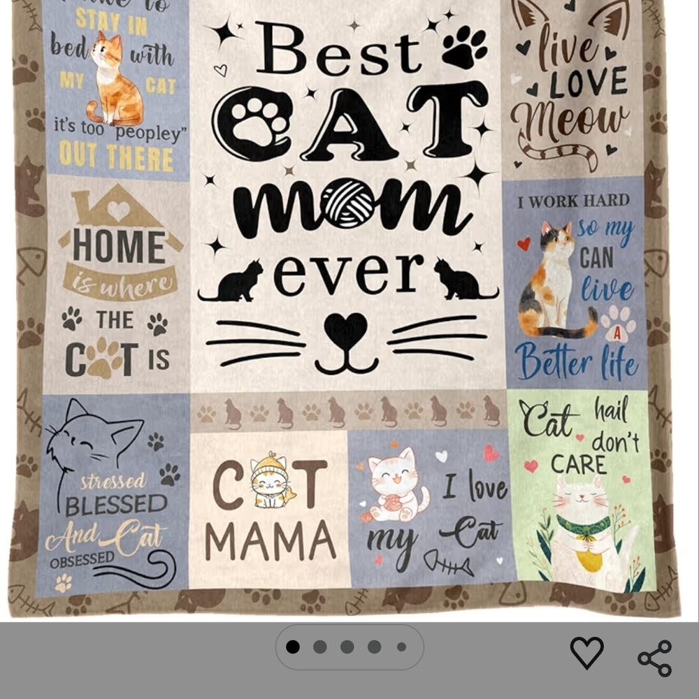 Cat Mom Blanket with Fun Quotes - Picture 2 of 2